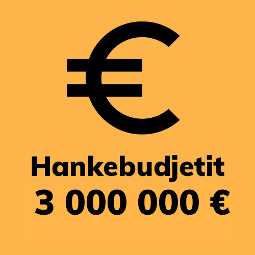 Hankebudjetit 3 000 000 €.